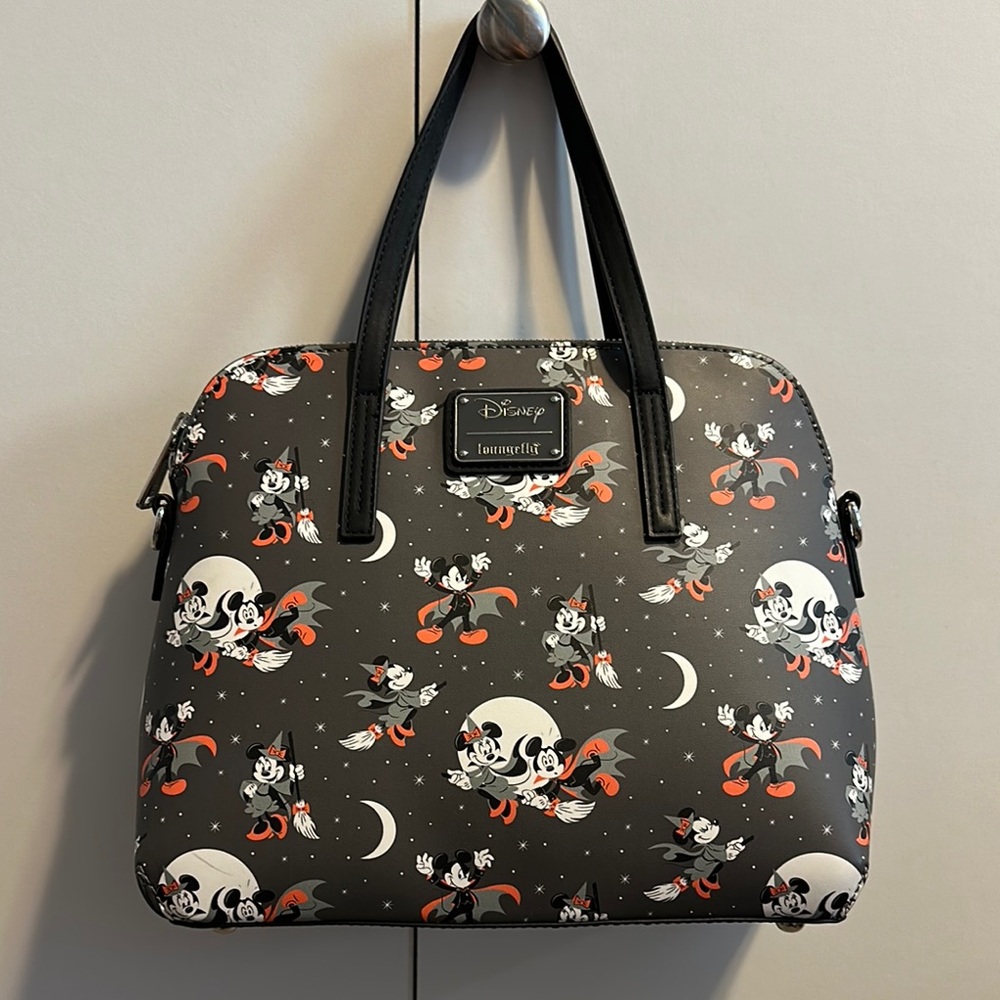 Loungefly Black and White Skull Floral Tote Bag